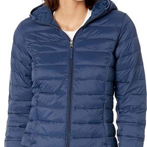 Amazon Ess. Women's Lightweight Hooded Zip Water-Resistant Packable Jacket Coat